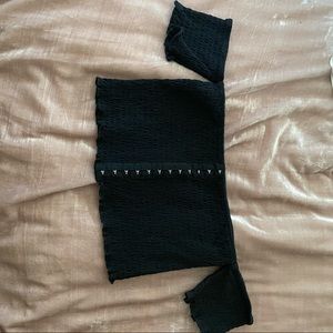 shein black crop top off the shoulders